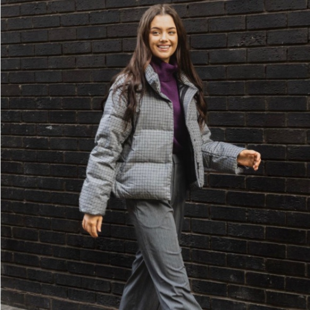 UNIQLO Women M Check Patterned Down Puffer Jacket